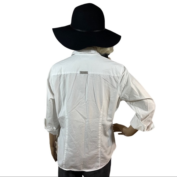 Columbia white button up three-quarter sleeve - Picture 9 of 11